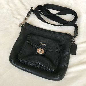 Black leather coach purse